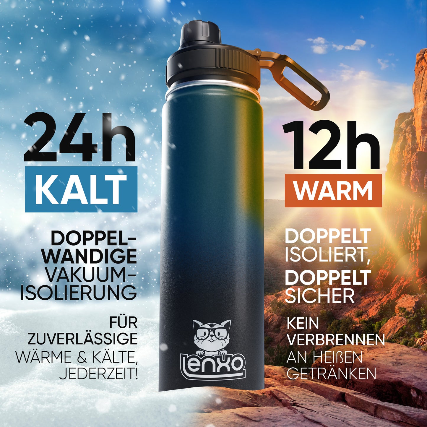 Lenxo Bottle 700 ml - Dunkelblau-Schwarz