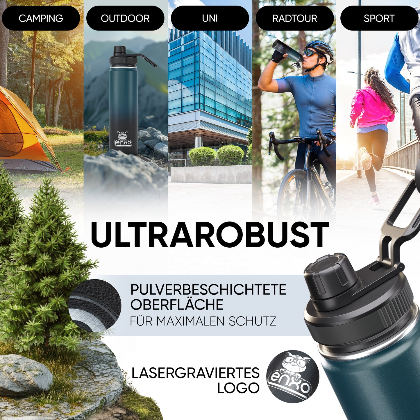 Lenxo Bottle 700 ml - Dunkelblau-Schwarz