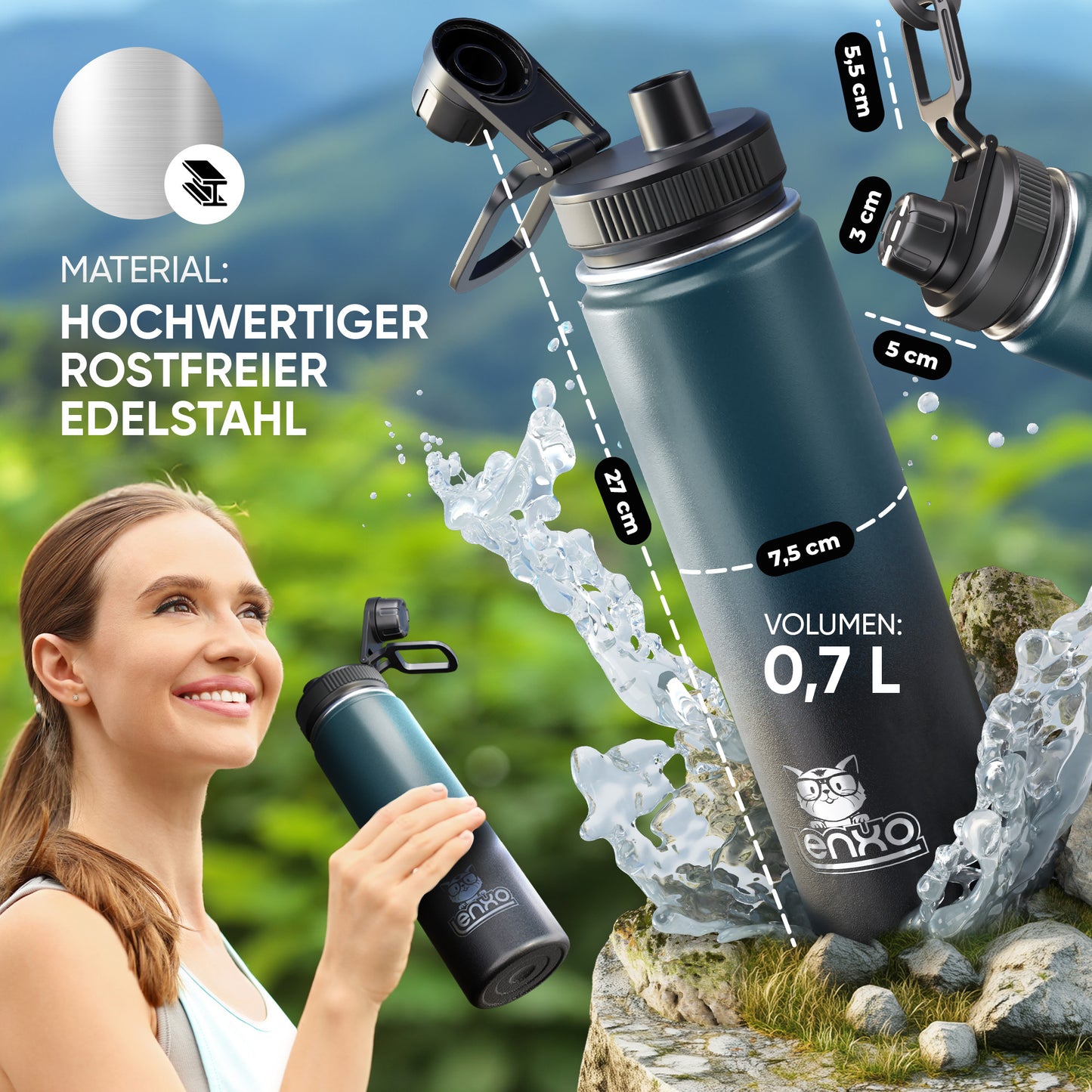 Lenxo Bottle 700 ml - Dunkelblau-Schwarz