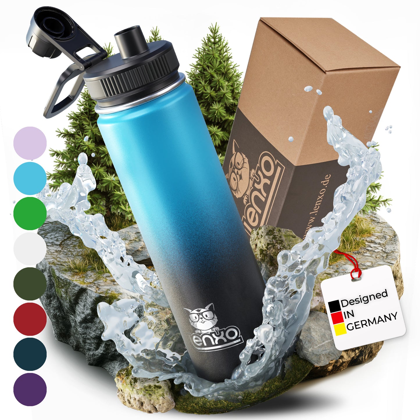 Lenxo Bottle 700 ml - Blau-Schwarz