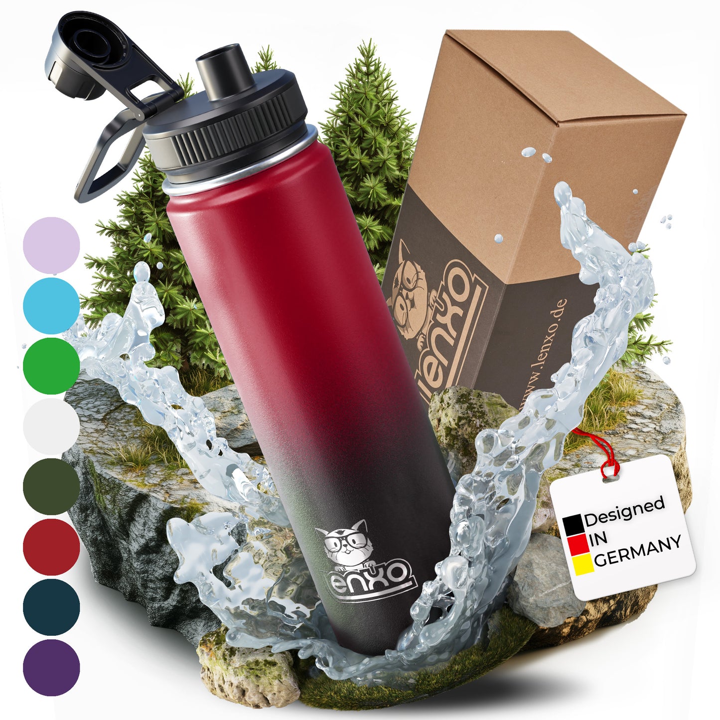 Lenxo Bottle 700 ml - Rot-Schwarz