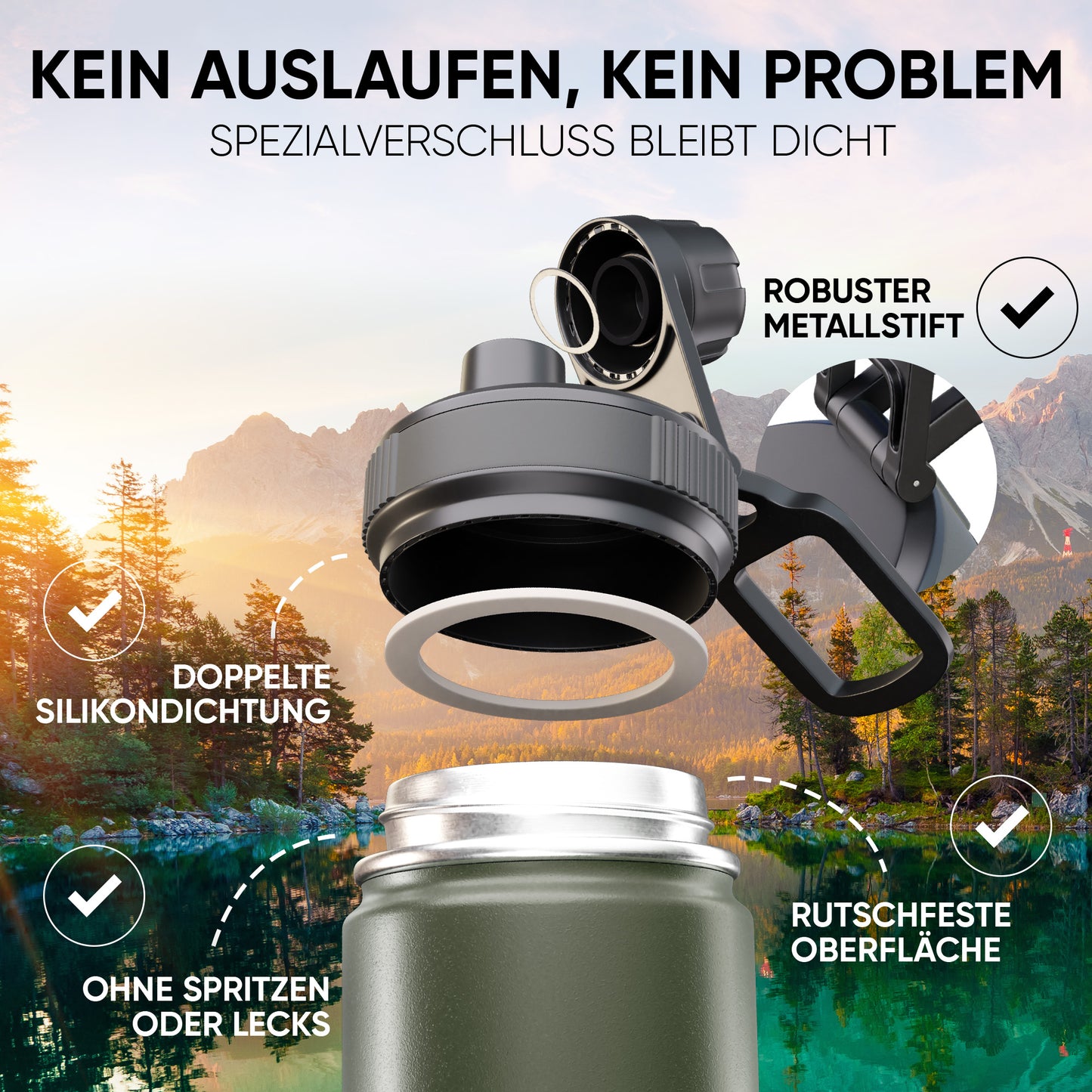 Lenxo Bottle 700 ml - Olivgrün-Schwarz